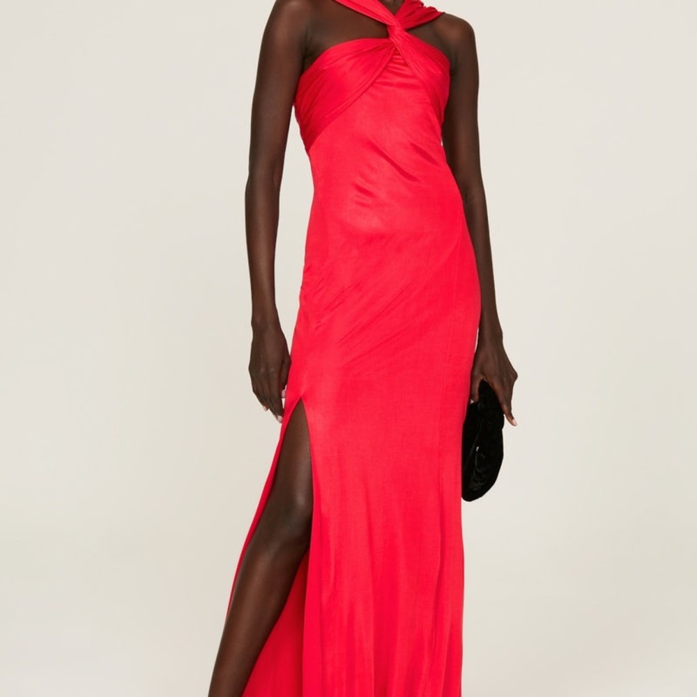 Donna Karan Red Halter Maxi Gown NWOT